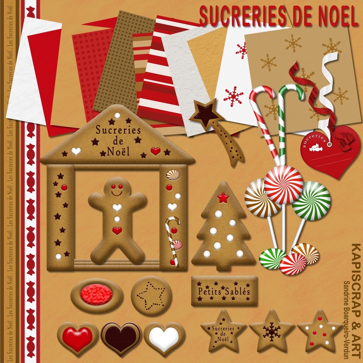 Sucreries de Noel Scrapbook Page Kit