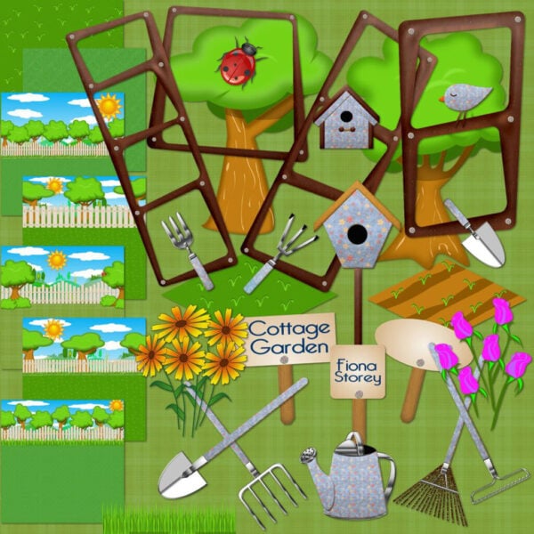 Cottage Garden Scrapbook Page Kit