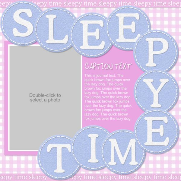 Sleepy Time Sample Scrapbook Layout