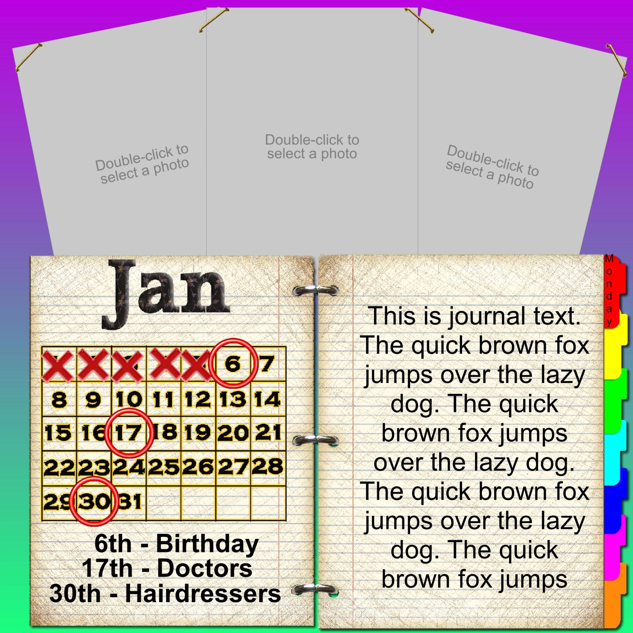My Diary Sample Scrapbook Layout