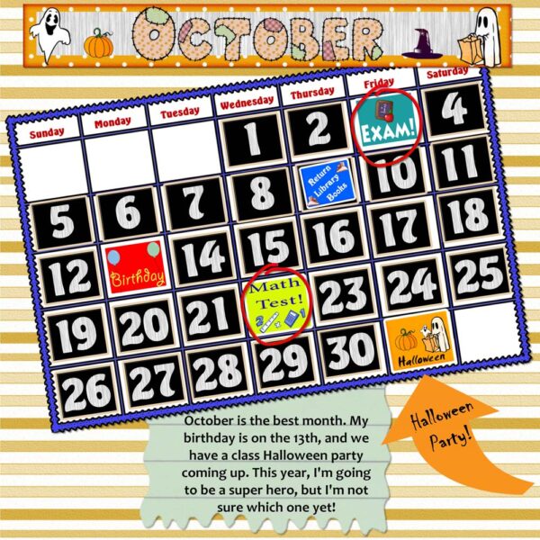 School Calendar Sample Scrapbook Page